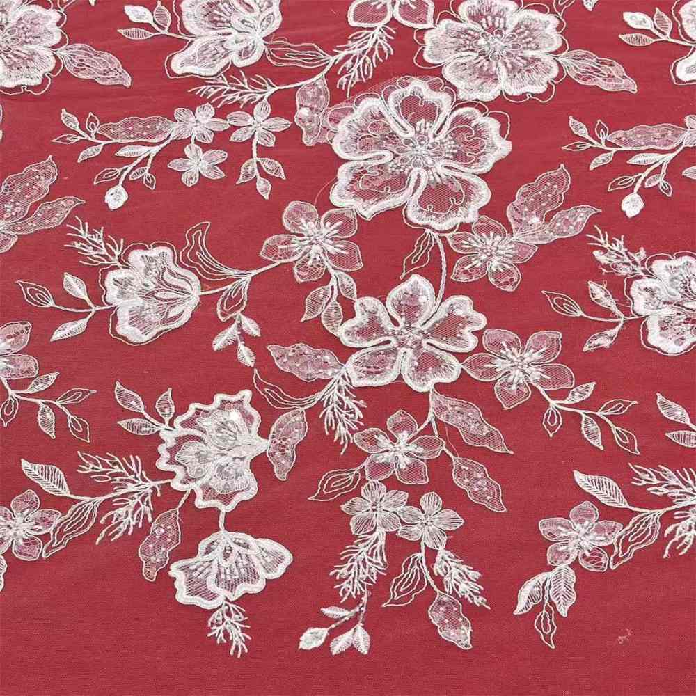 Bridal Lace Fabric - 5 Yards - Corded Beaded Embroidered Wedding Lace Fabric | COD HN200