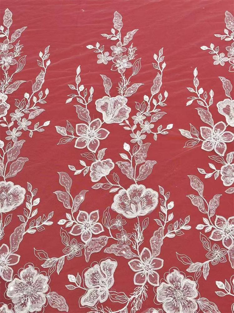 Bridal Lace Fabric - 5 Yards - Corded Beaded Embroidered Wedding Lace Fabric | COD HN200