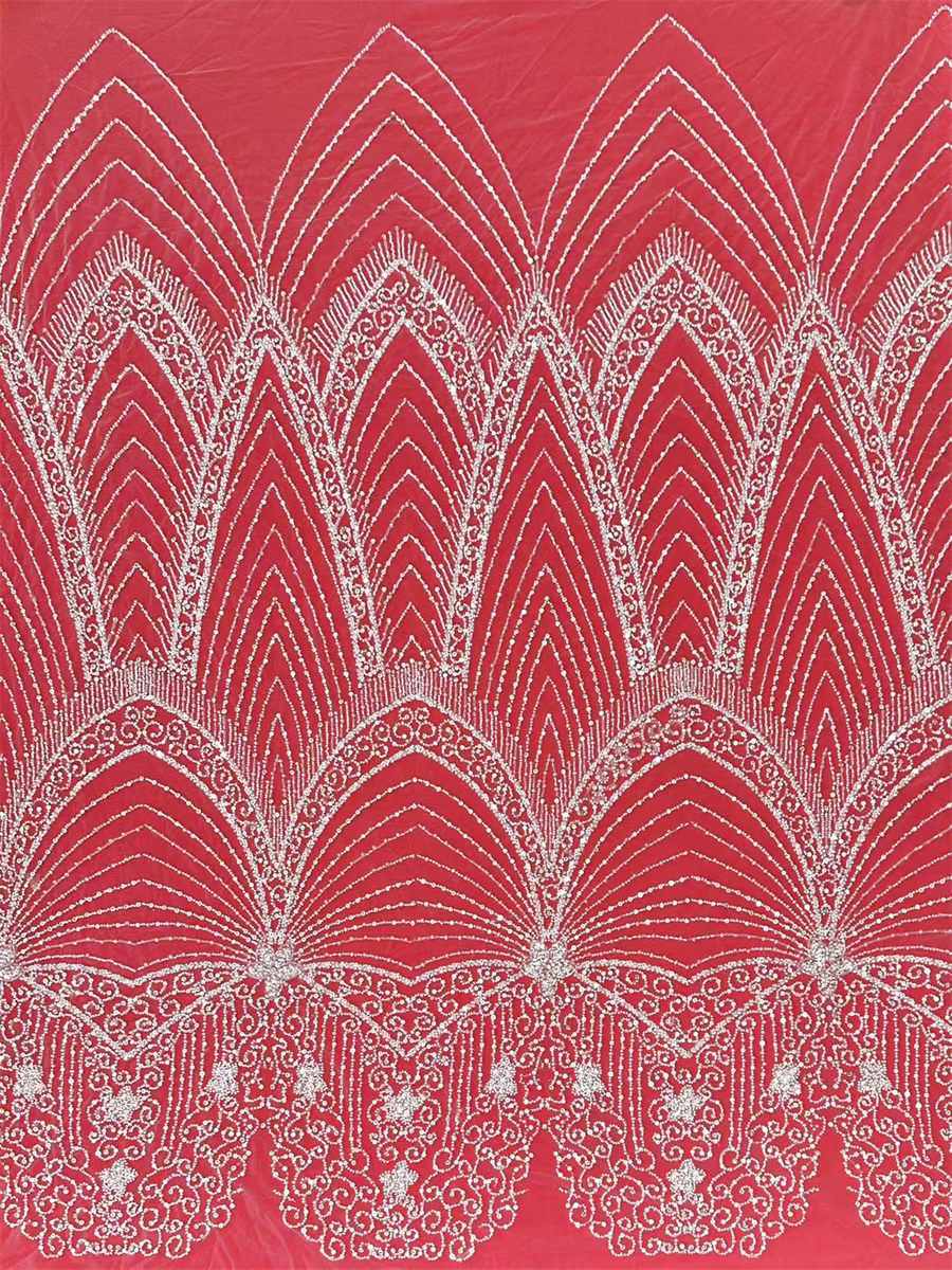 Bridal Lace Fabric - 5 Yards - Embellished with Rhinestones | COD HN208