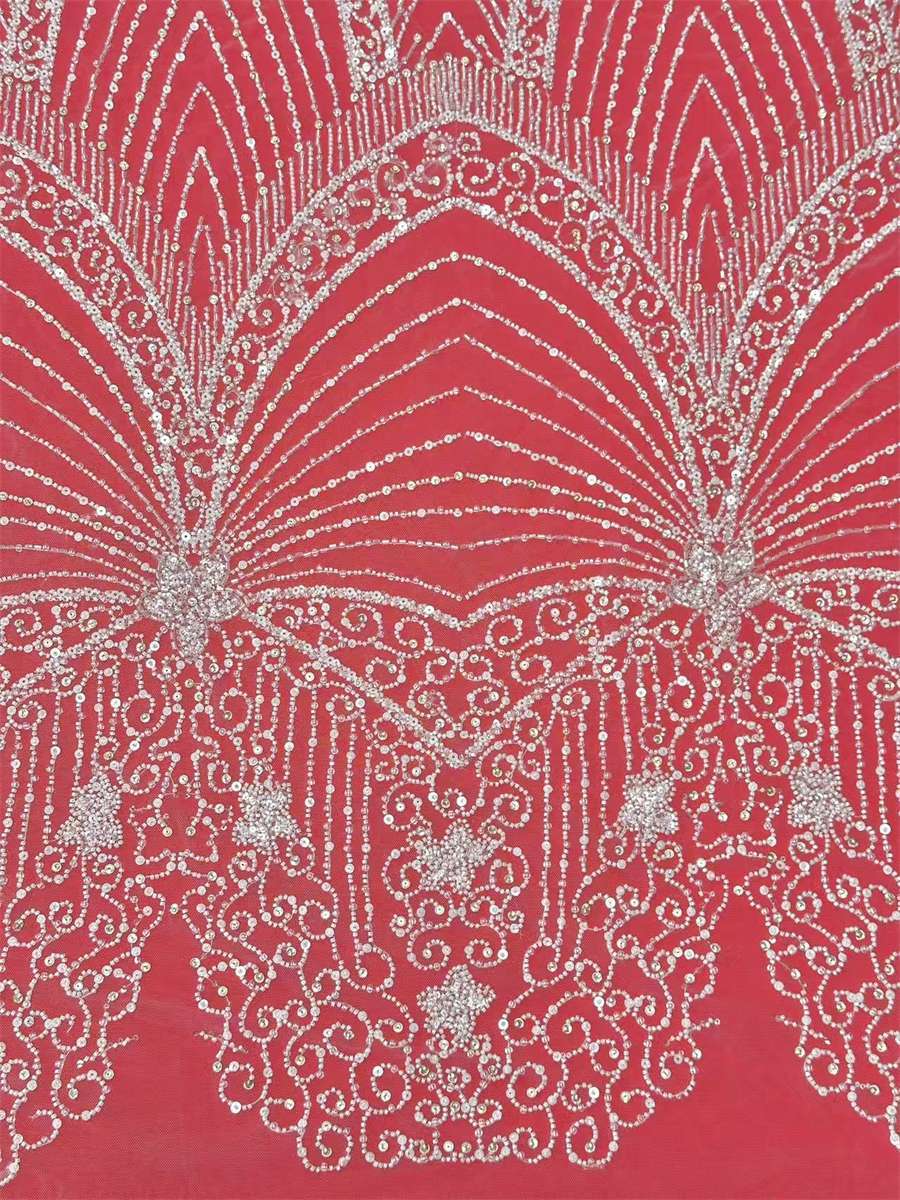 Bridal Lace Fabric - 5 Yards - Embellished with Rhinestones | COD HN208