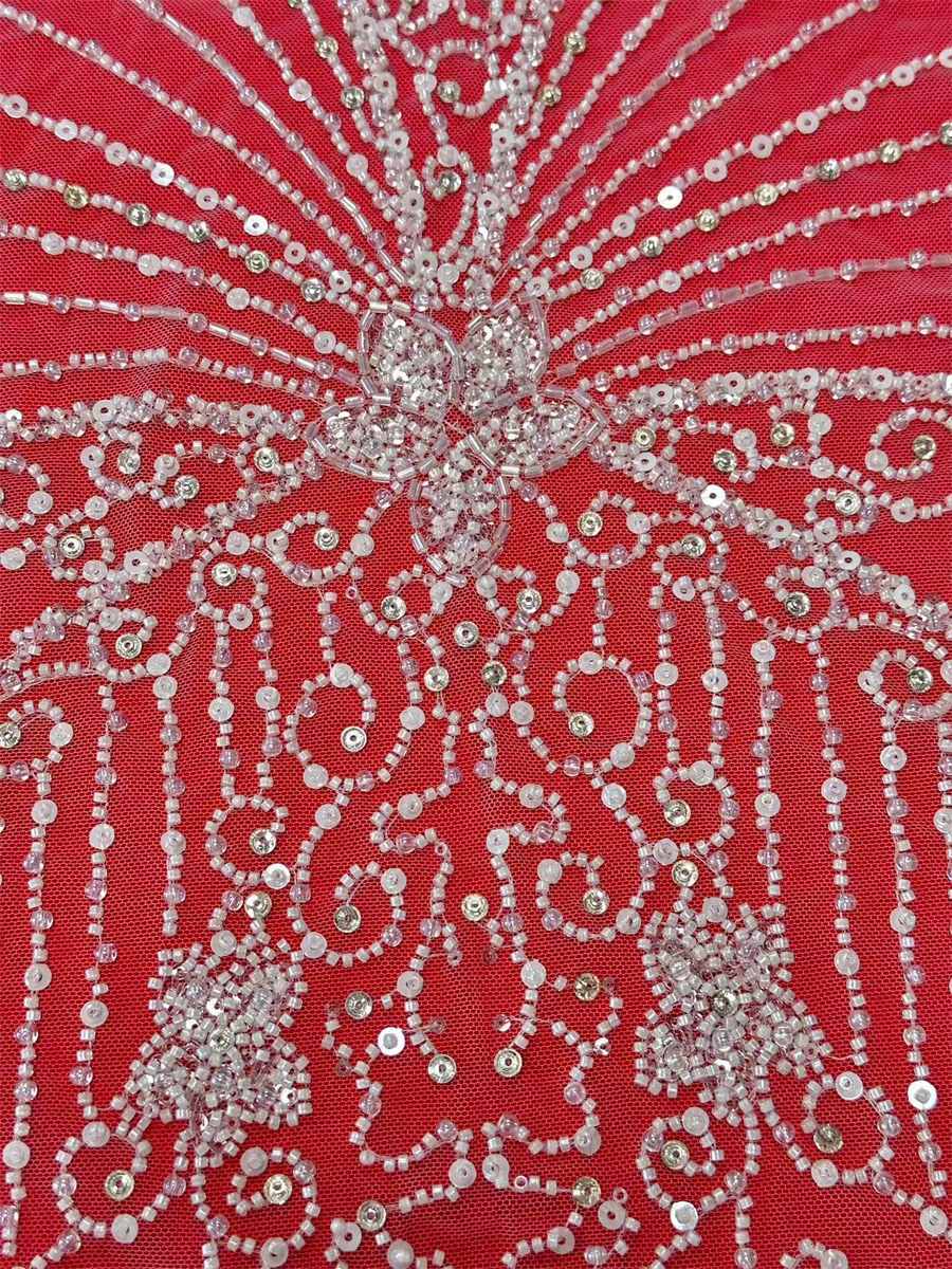 Bridal Lace Fabric - 5 Yards - Embellished with Rhinestones | COD HN208