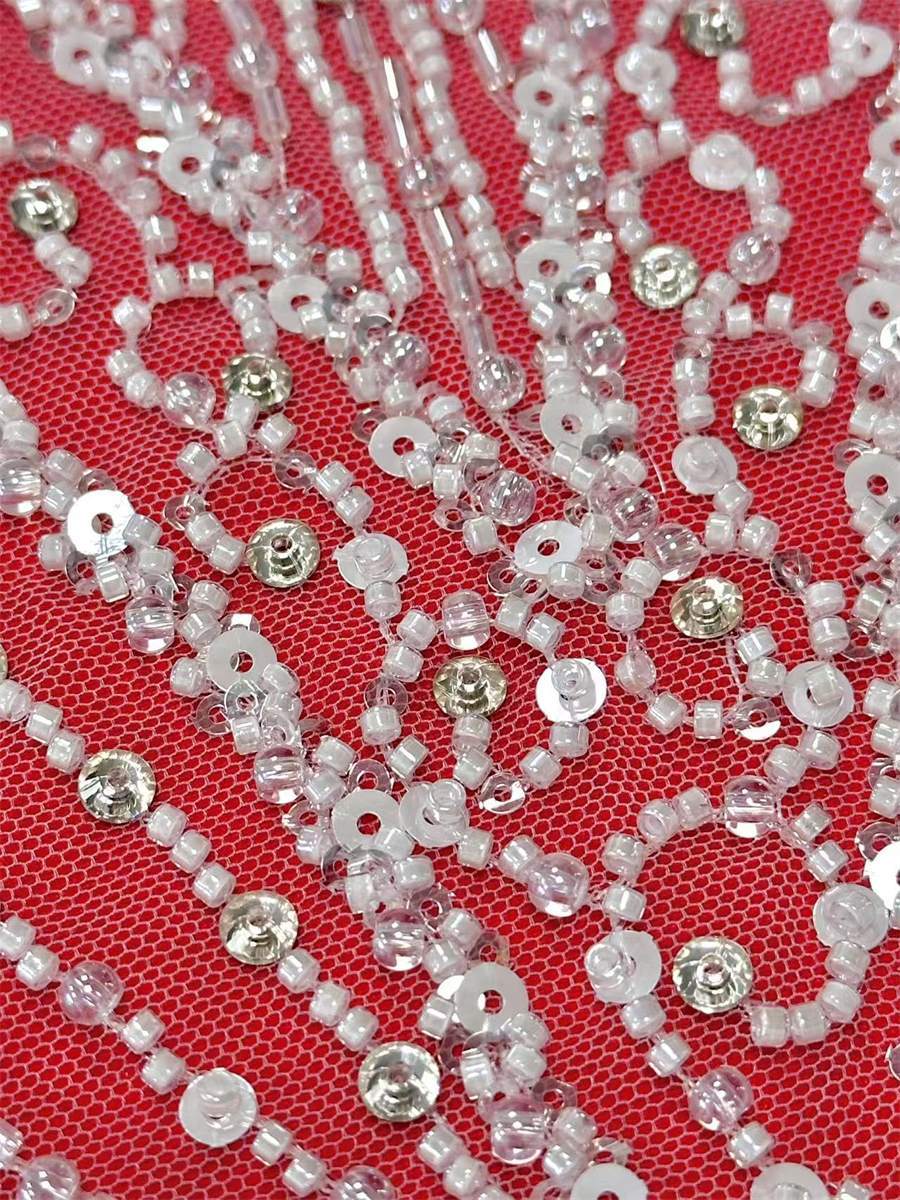 Bridal Lace Fabric - 5 Yards - Embellished with Rhinestones | COD HN208