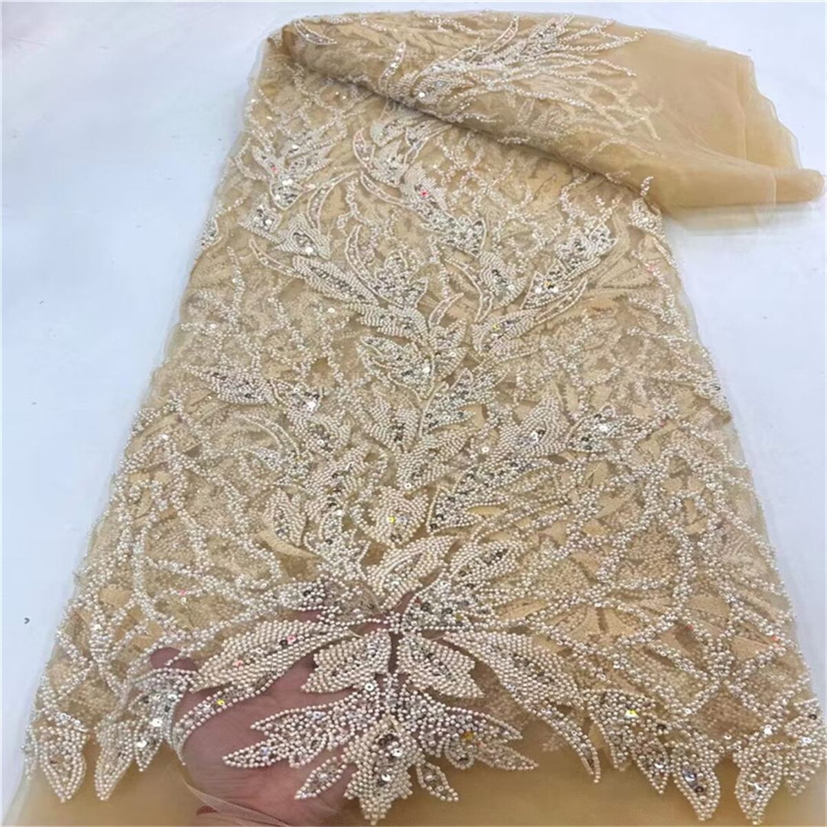 Beaded Tulle Fabric - 5 Yards | COD JX385