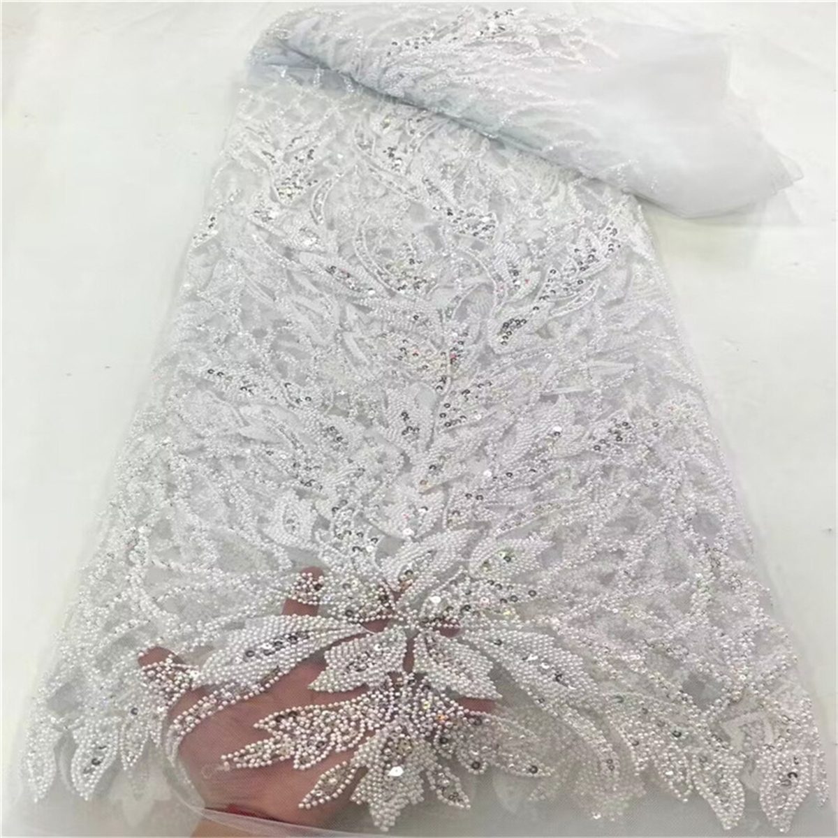 Beaded Tulle Fabric - 5 Yards | COD JX385