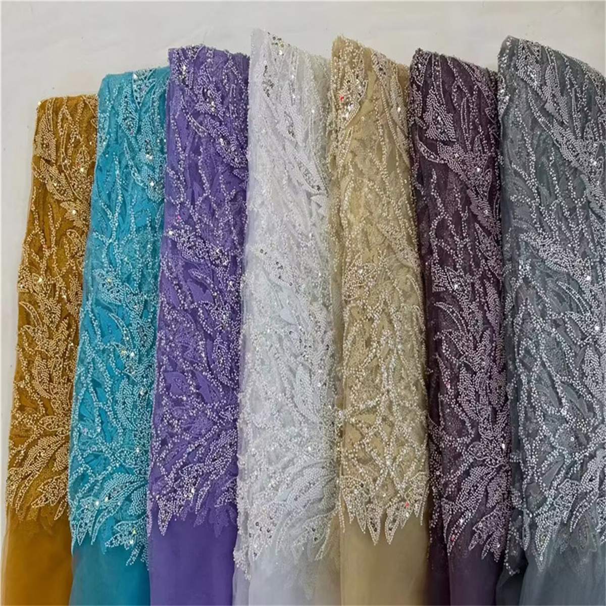Beaded Tulle Fabric - 5 Yards | COD JX385