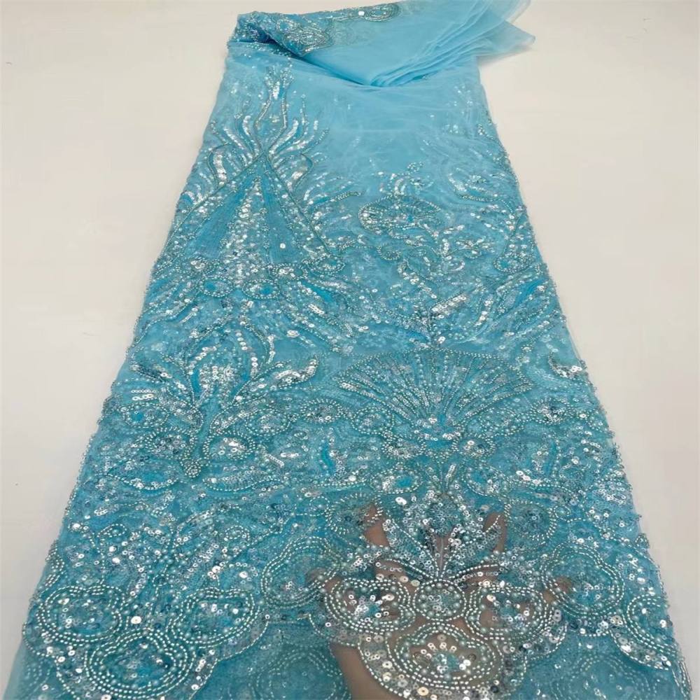 5 Yards Beaded Lace Material Fabric For Dresses