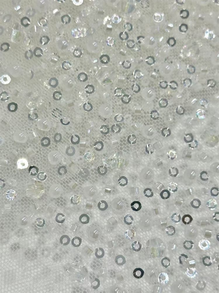 Embellished Beaded Tulle Lace Fabric With Beads, Crystals | HN245