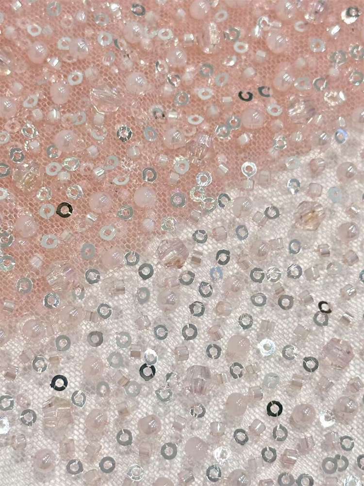 Embellished Beaded Tulle Lace Fabric With Beads, Crystals | HN245