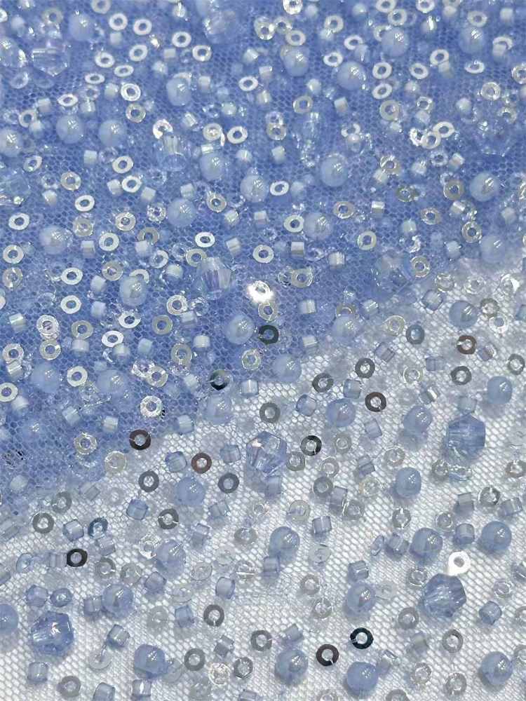 Embellished Beaded Tulle Lace Fabric With Beads, Crystals | HN245