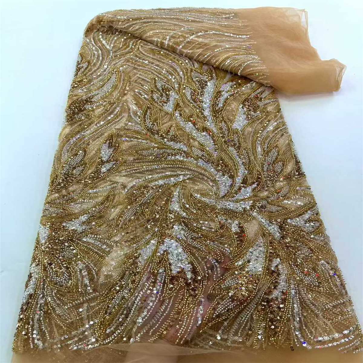Beaded Tulle Fabric - 5 Yards | COD