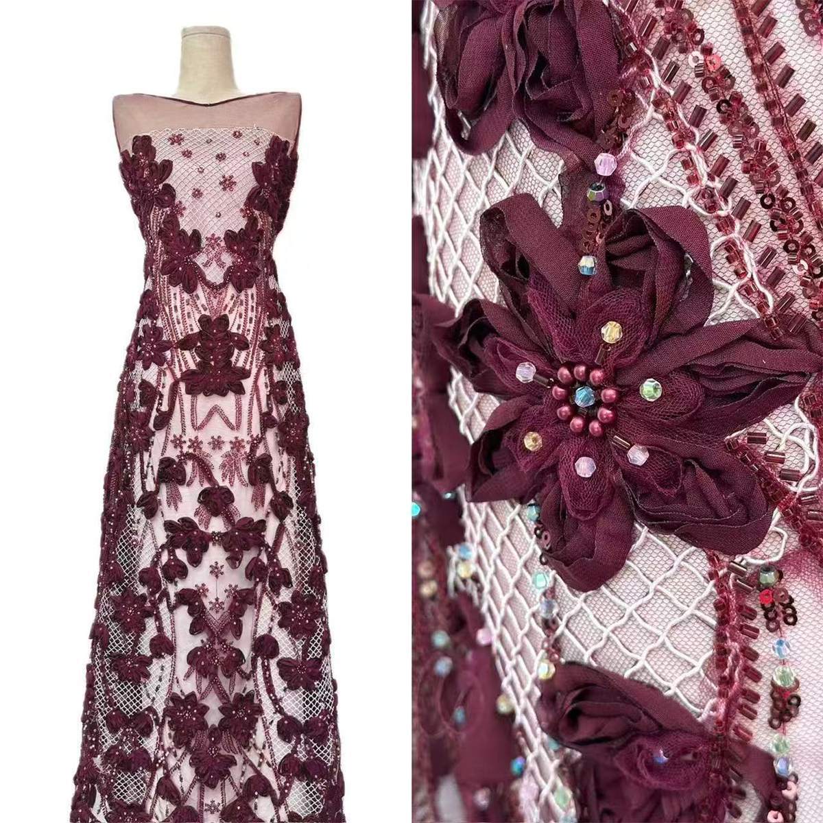 Beaded Tulle Fabric - 5 Yards | COD LIL9015