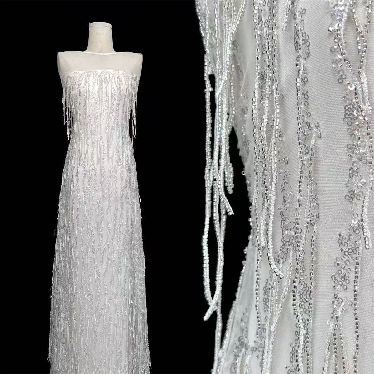 Beaded Tulle Fabric - 5 Yards | COD LIL9016