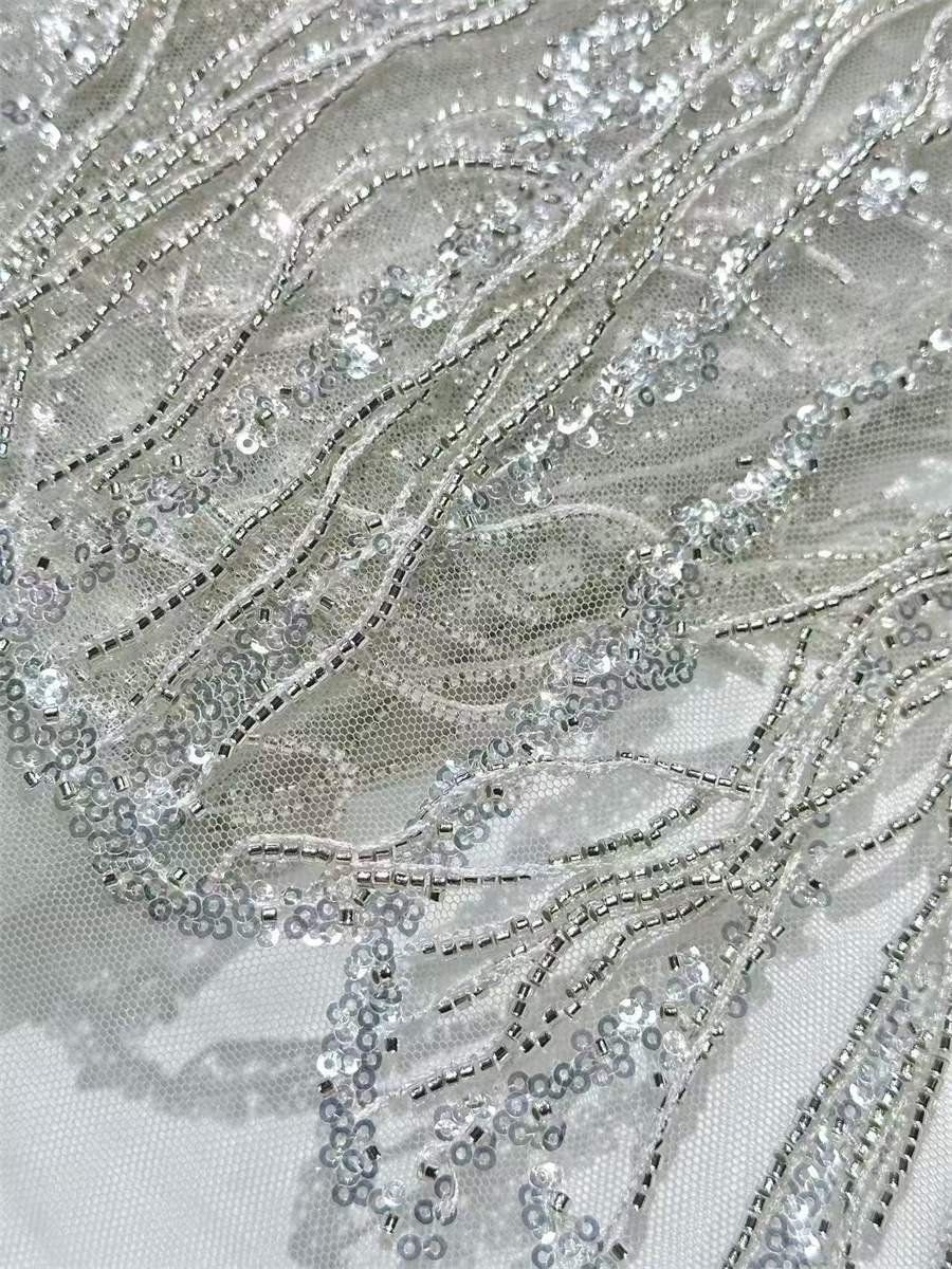 Beaded Tulle Fabric - 5 Yards | COD LIL9016