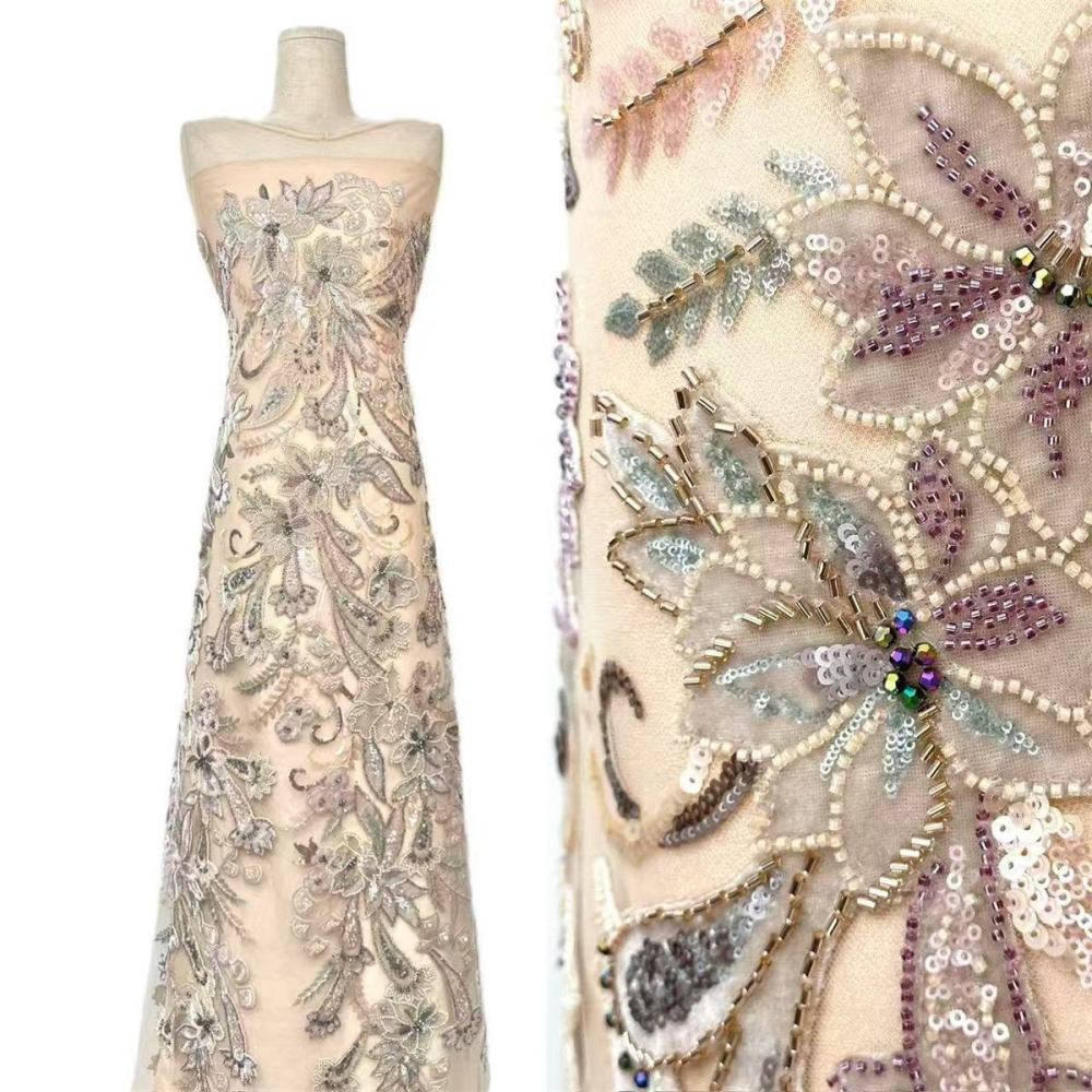 Beaded Tulle Fabric - 5 Yards | COD LIL9018
