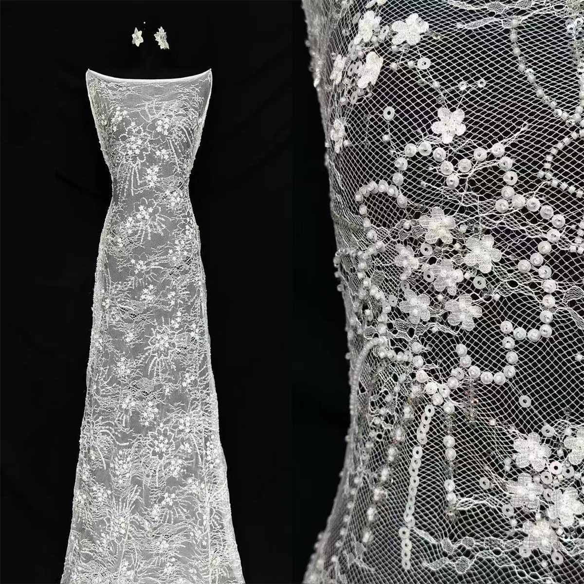 Beaded Tulle Fabric - 5 Yards | COD LIL9019
