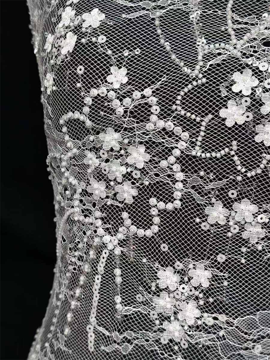 Beaded Tulle Fabric - 5 Yards | COD LIL9019