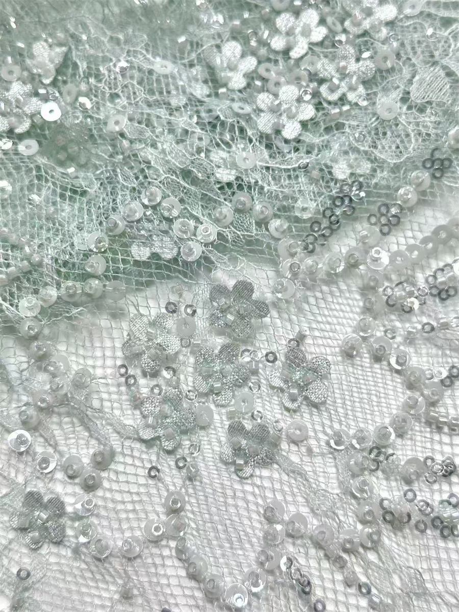 3D Floral Beaded Lace Fabric - 5 Yards | MOD LIL9019