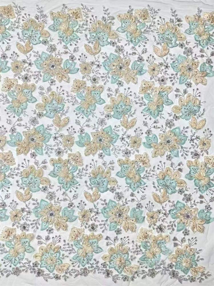 3D Floral Beaded Tulle Fabric - 5 Yards | MOD LIL9021