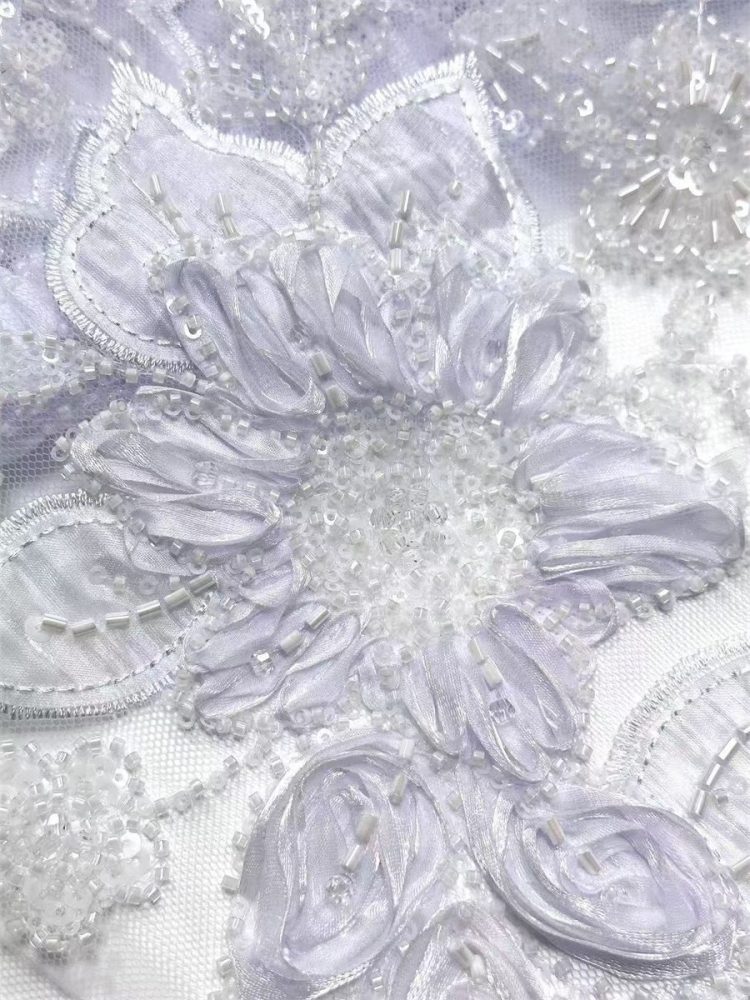 3D Floral Beaded Tulle Fabric - 5 Yards | MOD LIL9021