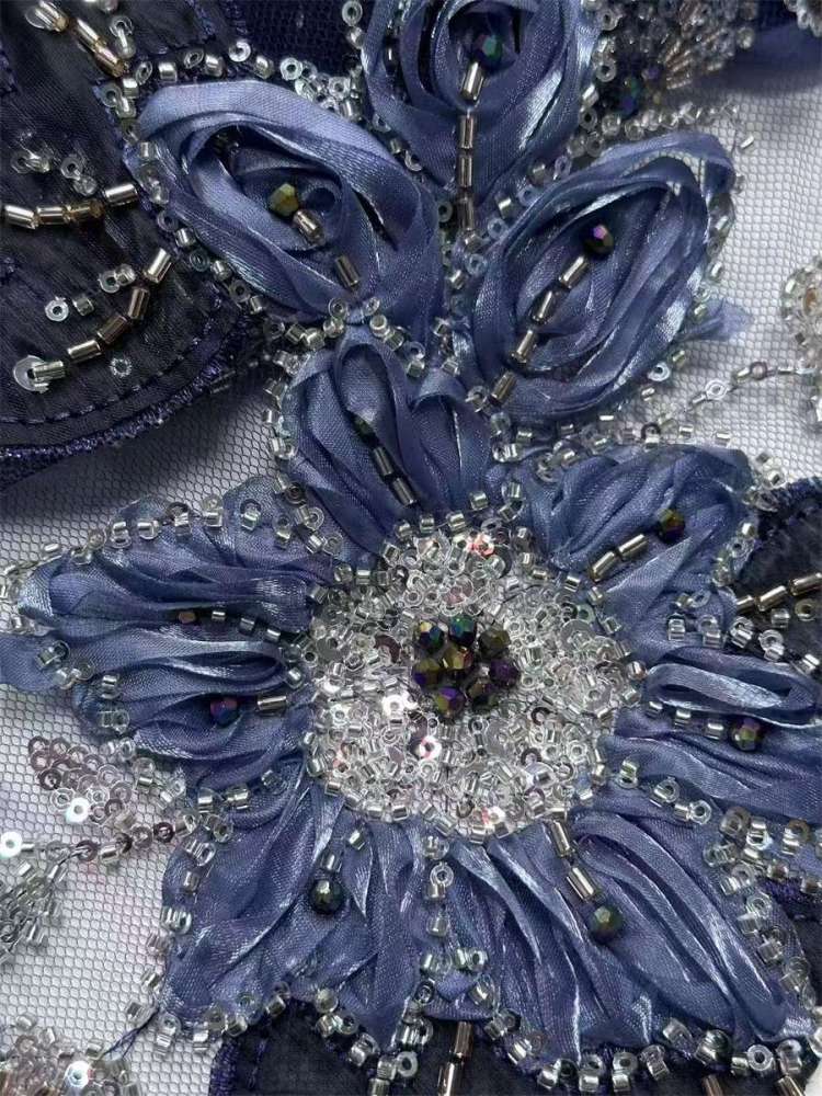 3D Floral Beaded Tulle Fabric - 5 Yards | MOD LIL9021