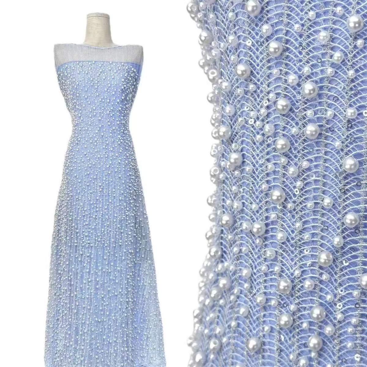 Beaded Tulle Fabric - 5 Yards | COD LIL9023