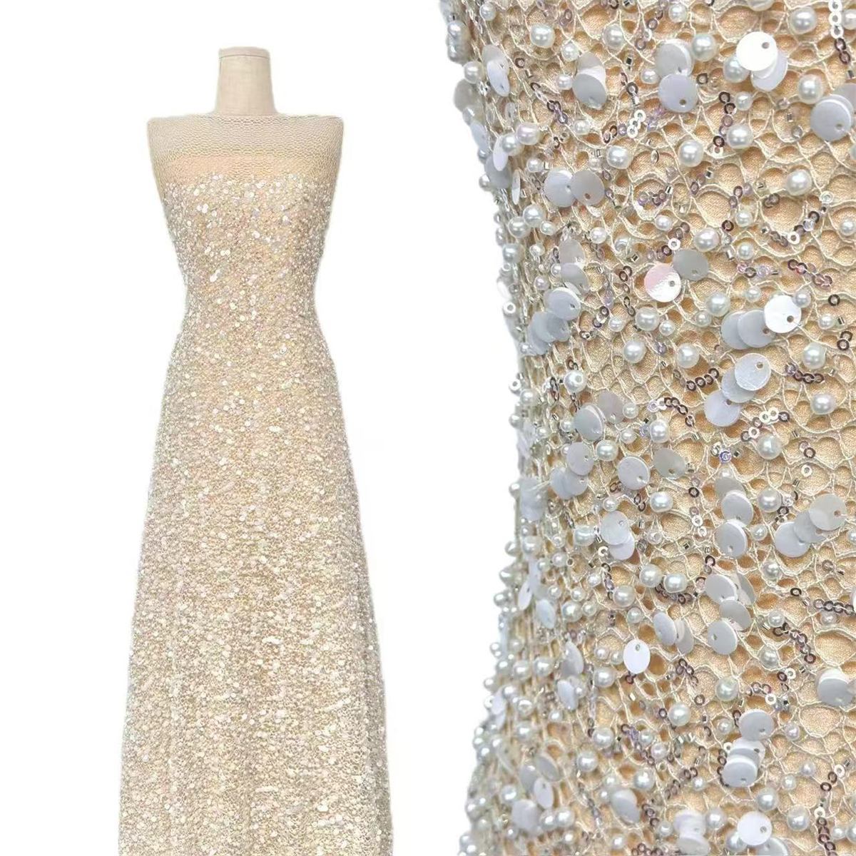 Beaded Tulle Fabric - 5 Yards | COD LIL9025