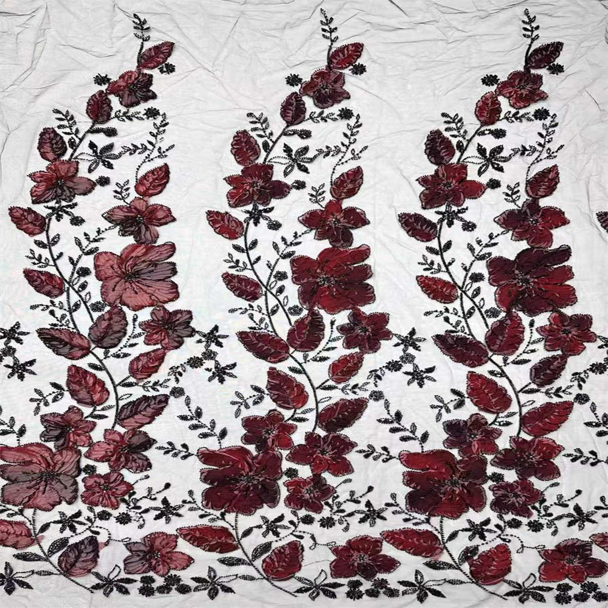 Beaded Tulle 3D Floral Fabric - 5 Yards | MOD HN677