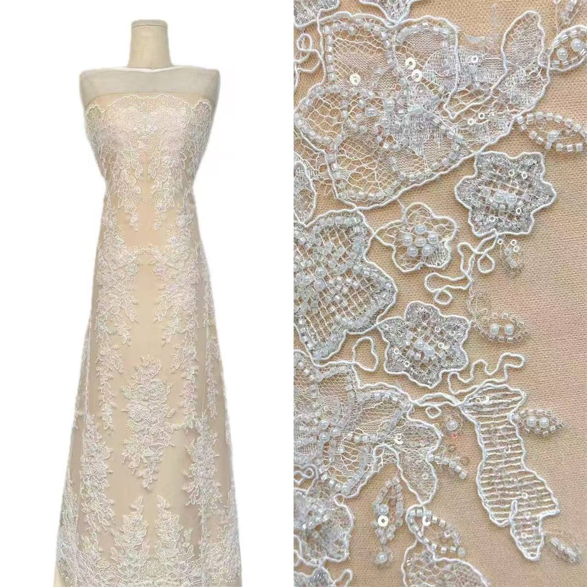 Beaded Tulle Fabric - 5 Yards | COD LIL9030
