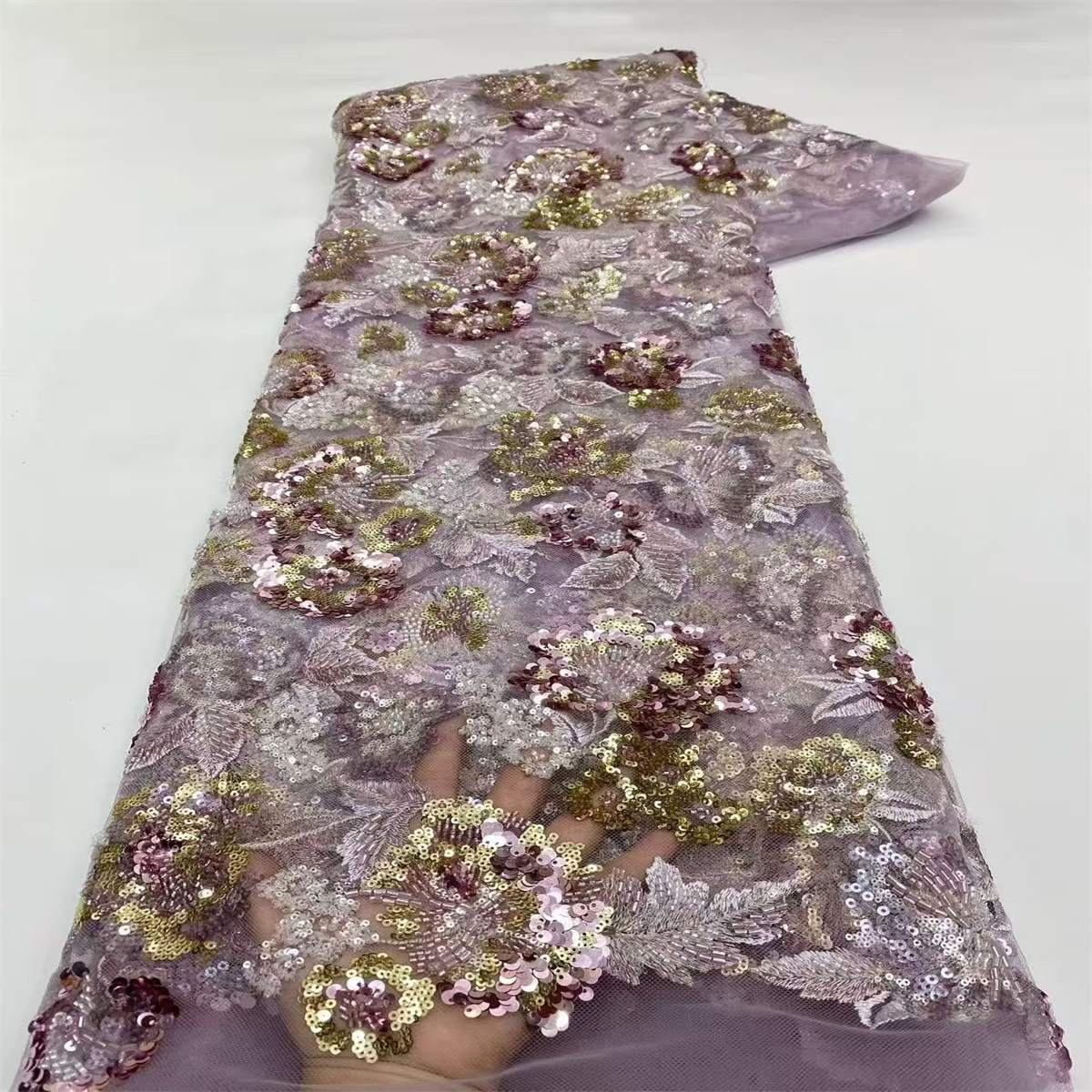 Beaded Tulle Fabric - 5 Yards | COD LIL9035