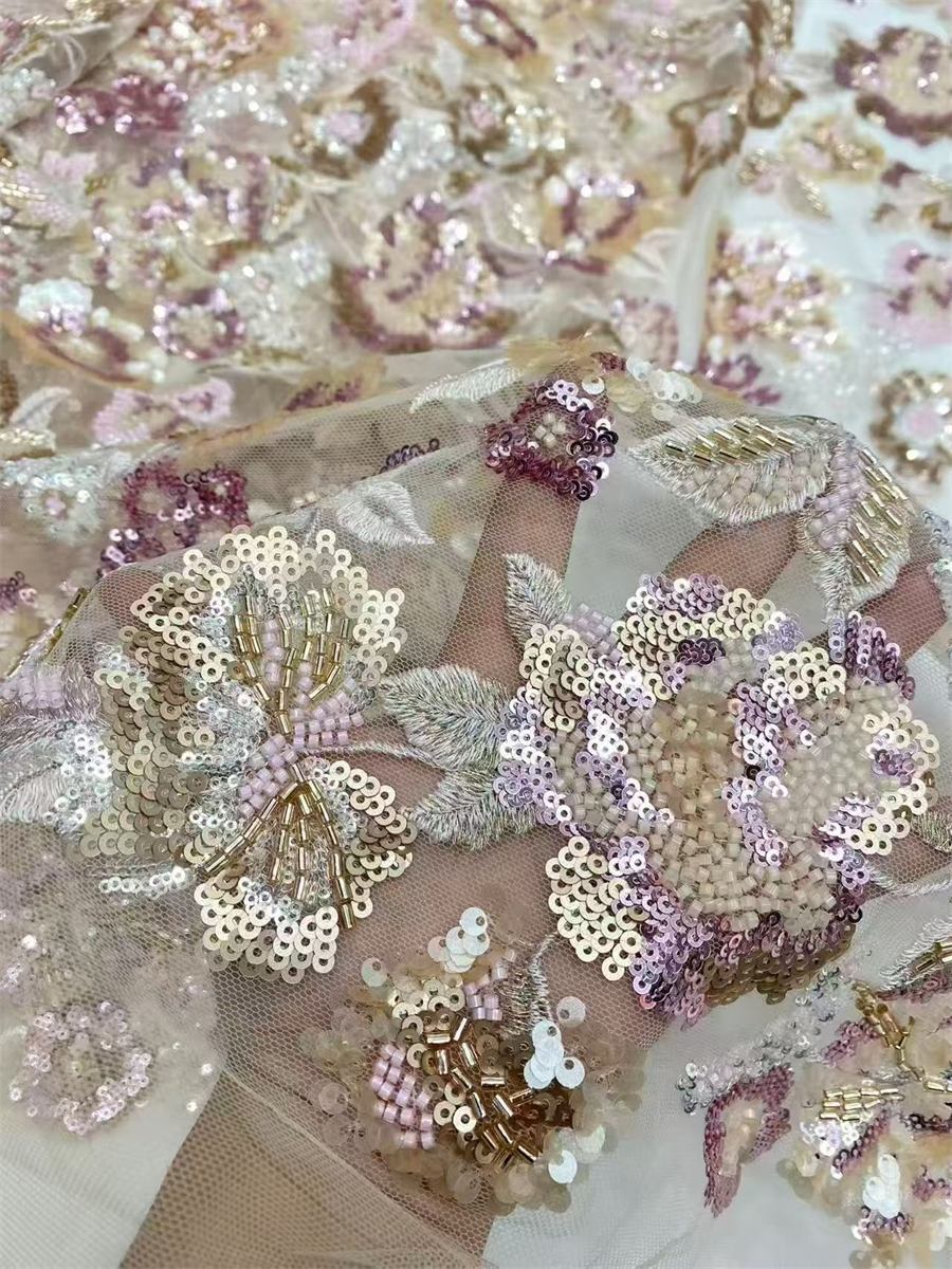 Beaded Tulle Fabric - 5 Yards | COD LIL9035