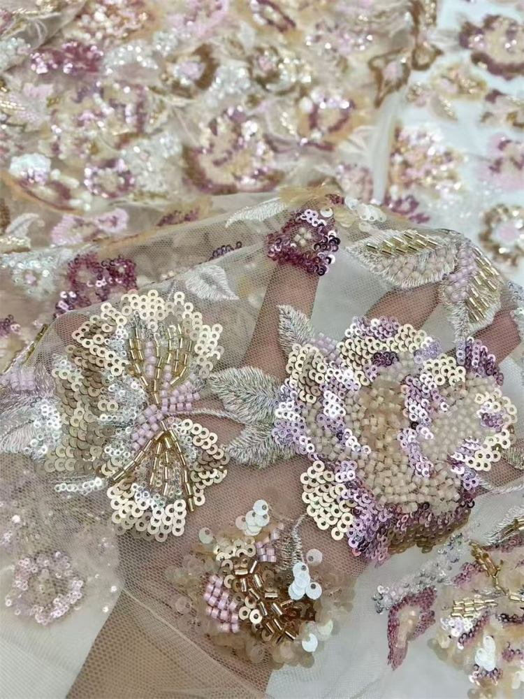 Beaded Tulle Fabric - 5 Yards | COD LIL9035