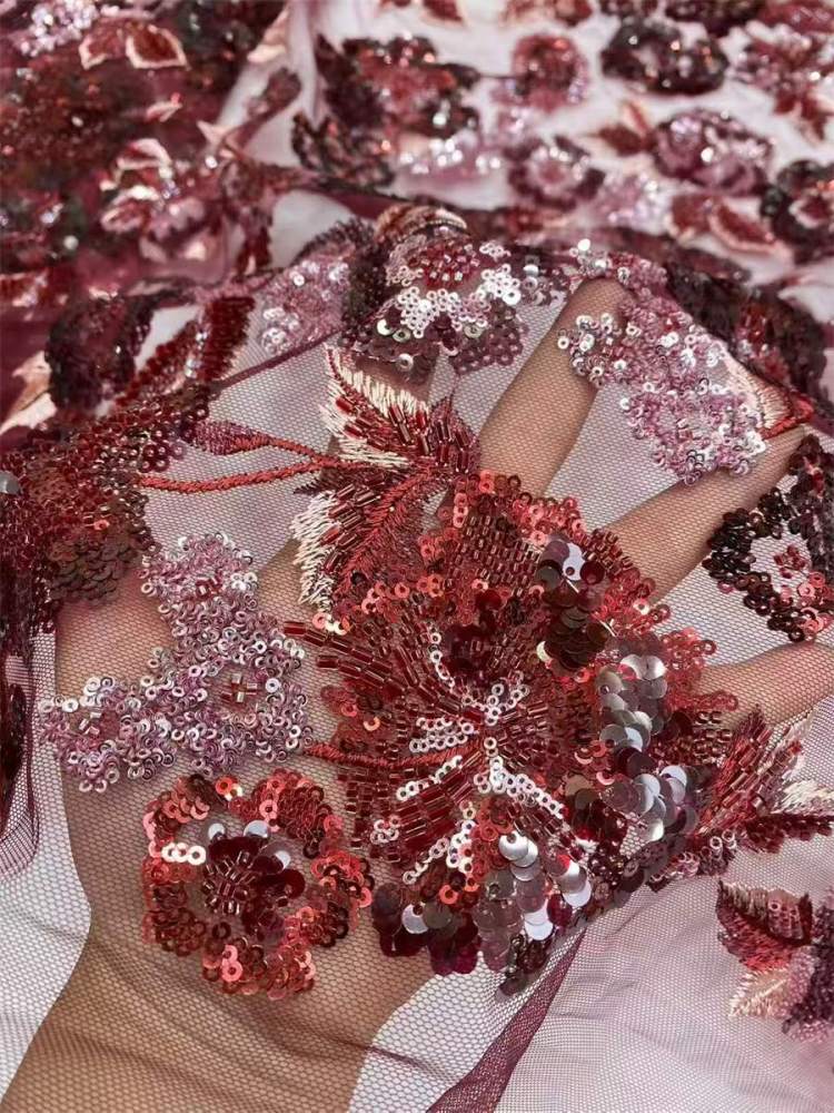 Beaded Tulle Fabric - 5 Yards | COD LIL9035