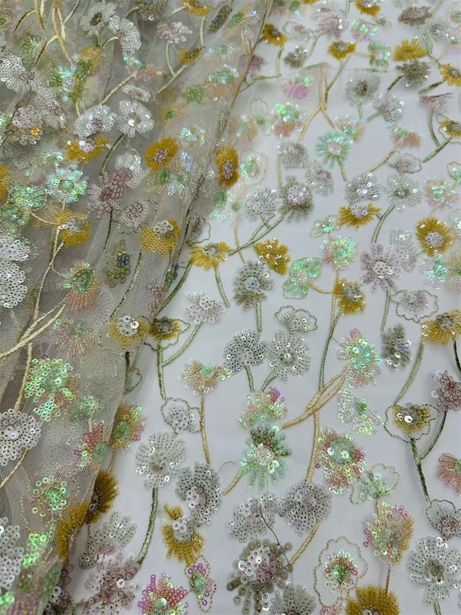 Beaded Tulle Fabric - 5 Yards | COD LIL9040