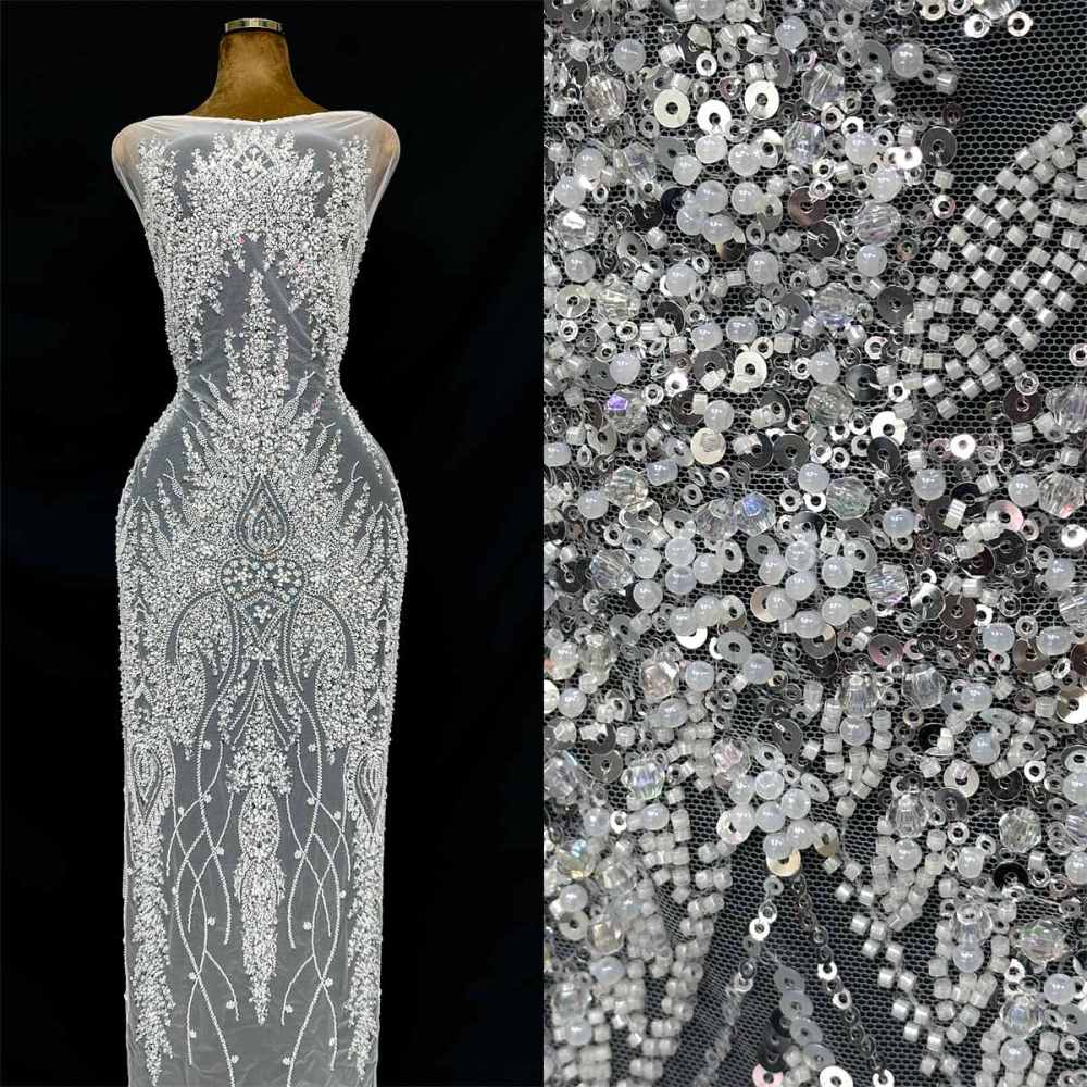 Beaded Tulle Fabric - 5 Yards | COD LIL9046