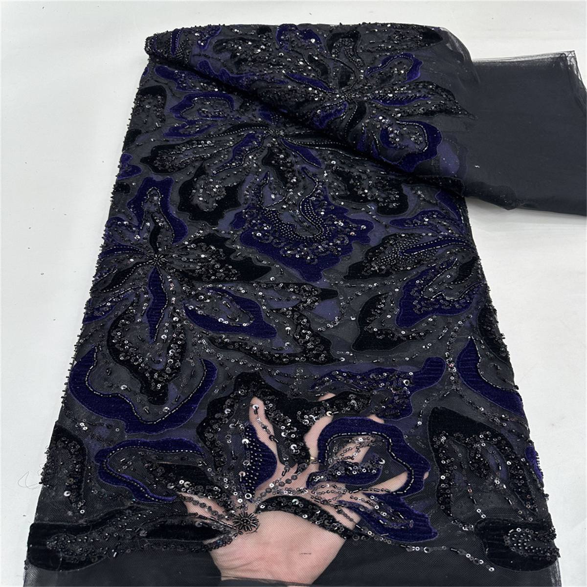 Beaded Tulle 3D Floral Fabric - 5 Yards | COD LIL3024
