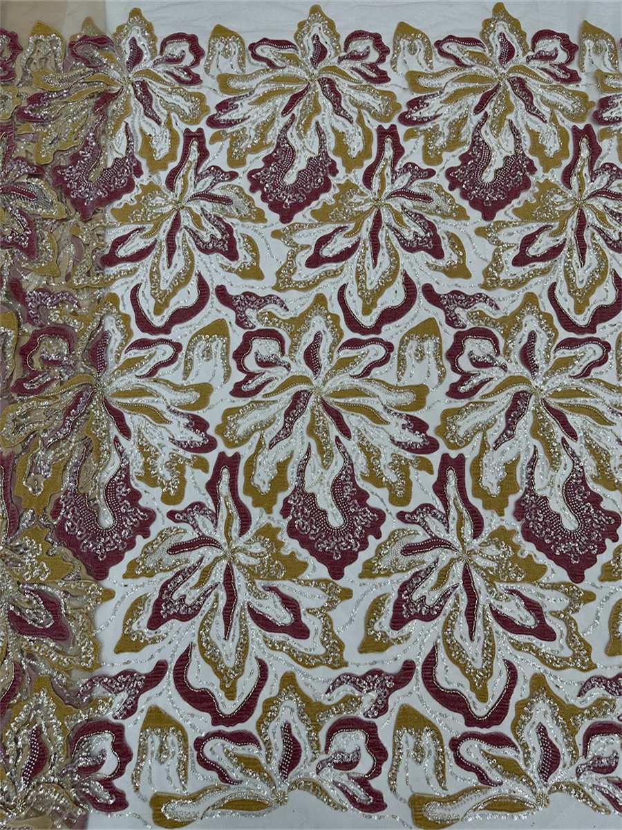 Beaded Tulle 3D Floral Fabric - 5 Yards | COD LIL3024