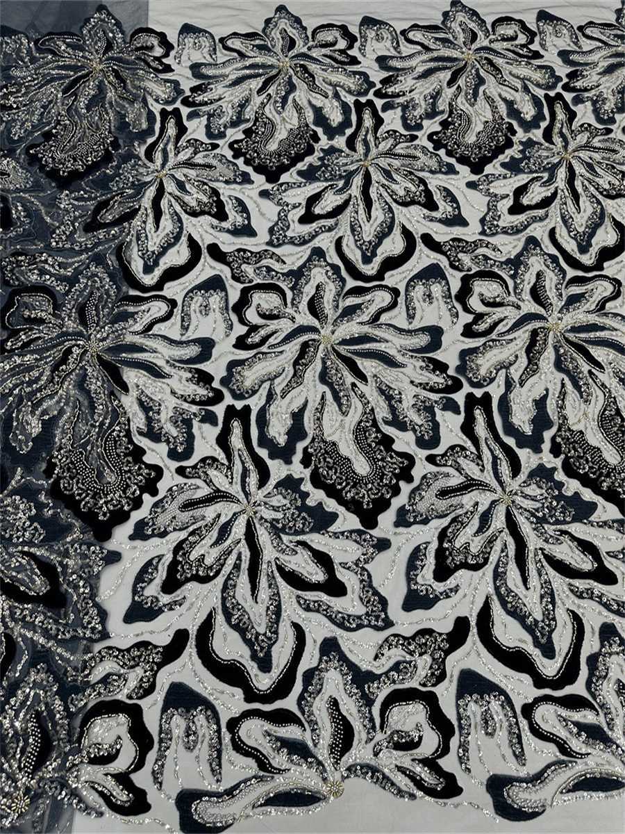 Beaded Tulle 3D Floral Fabric - 5 Yards | STN LIL3024