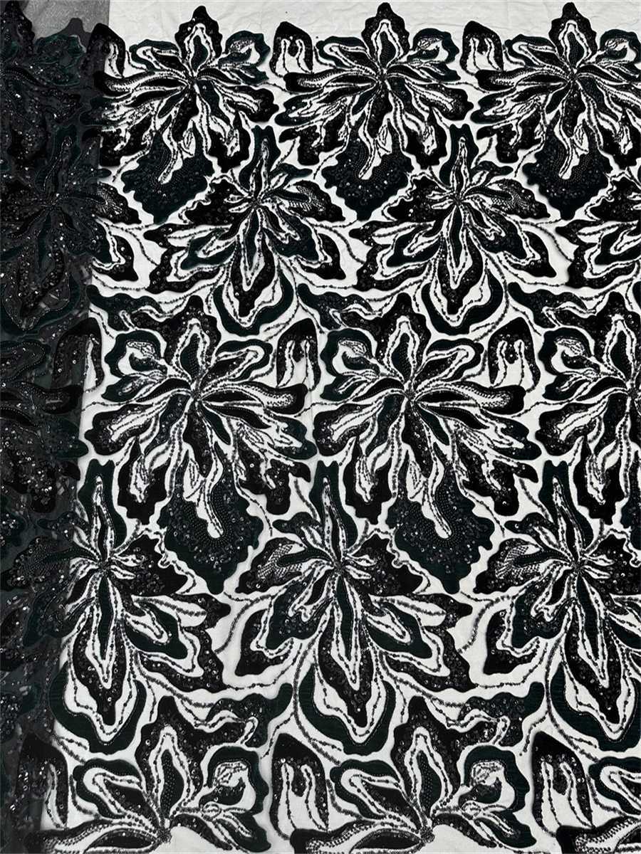 Beaded Tulle 3D Floral Fabric - 5 Yards | STN LIL3024