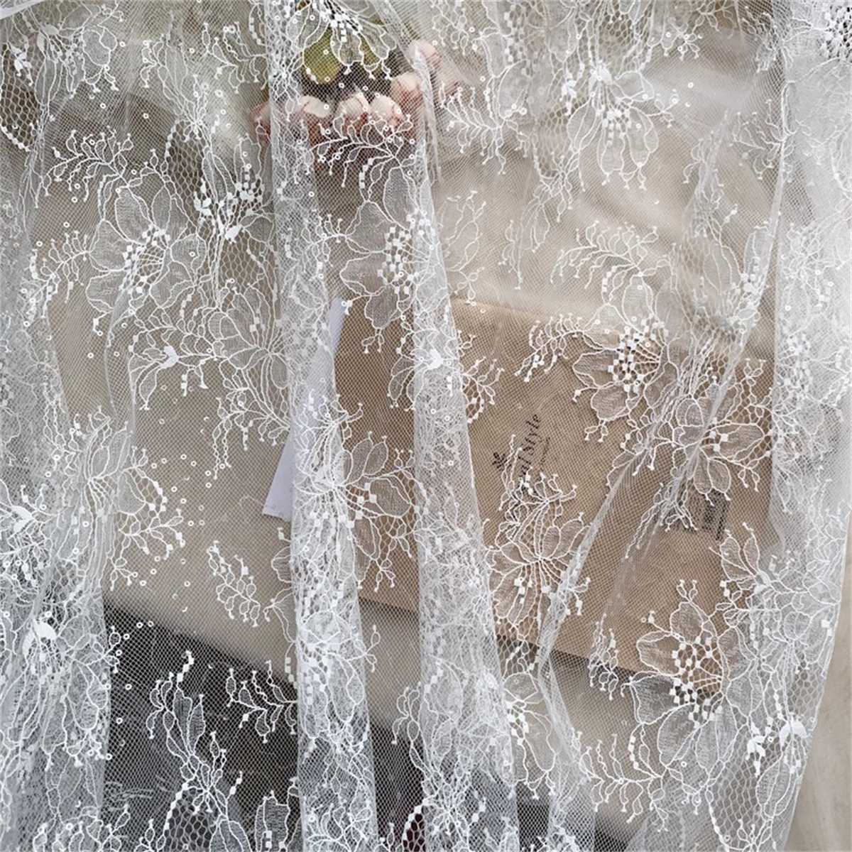 5 Yards Sequin Chantilly Lace Fabric – Luxury Wedding, Bridal, Party Gown and Evening Dress Material | Love in Lace | NO. TLF007
