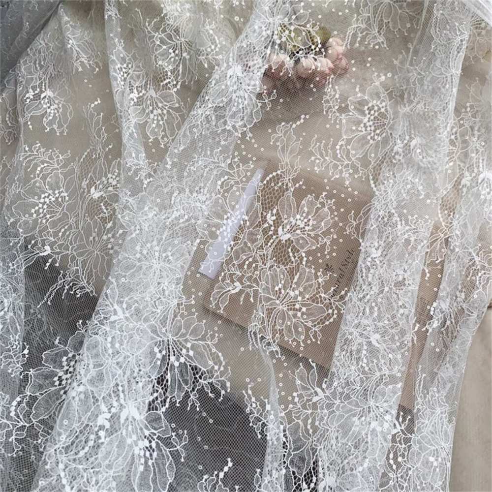 5 Yards Sequin Chantilly Lace Fabric – Luxury Wedding, Bridal, Party Gown and Evening Dress Material | Love in Lace | NO. TLF007