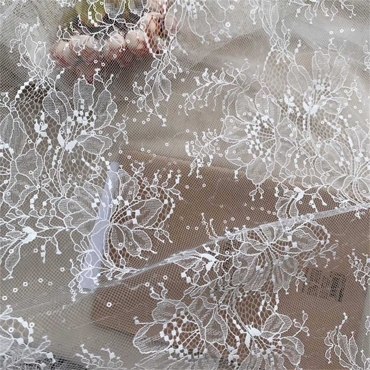 5 Yards Sequin Chantilly Lace Fabric – Luxury Wedding, Bridal, Party Gown and Evening Dress Material | Love in Lace | NO. TLF007