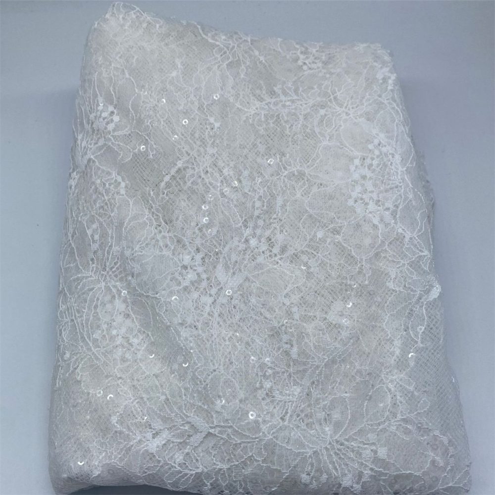 5 Yards Sequin Chantilly Lace Fabric – Luxury Wedding, Bridal, Party Gown and Evening Dress Material | Love in Lace | NO. TLF007
