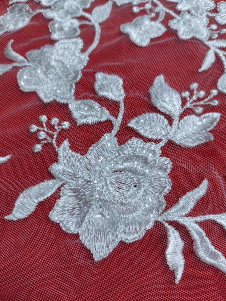 Bridal Lace Applique - 2 Pieces - Embroidered Sequin Wedding Lace Applique