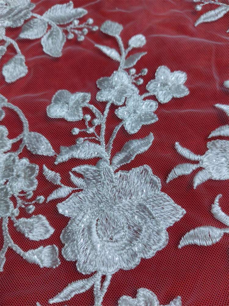 Bridal Lace Applique - 2 Pieces - Embroidered Sequin Wedding Lace Applique