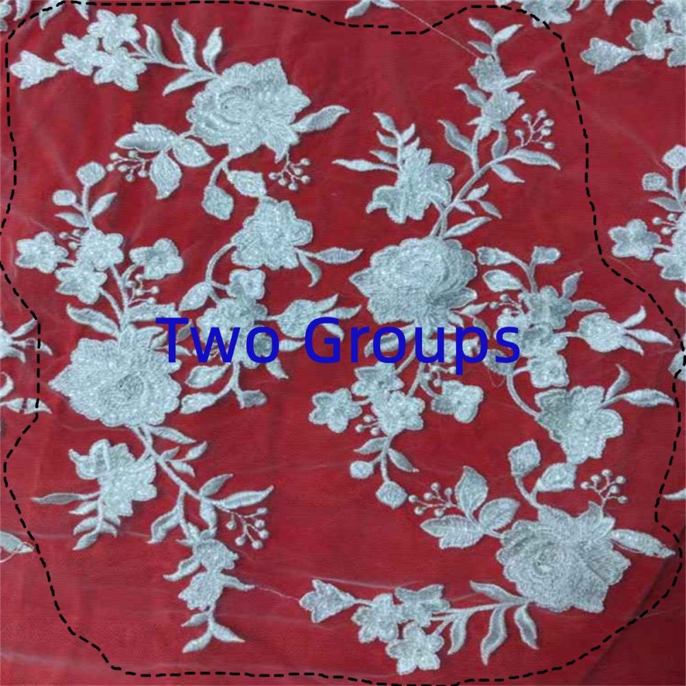 Bridal Lace Applique - 2 Pieces - Embroidered Sequin Wedding Lace Applique