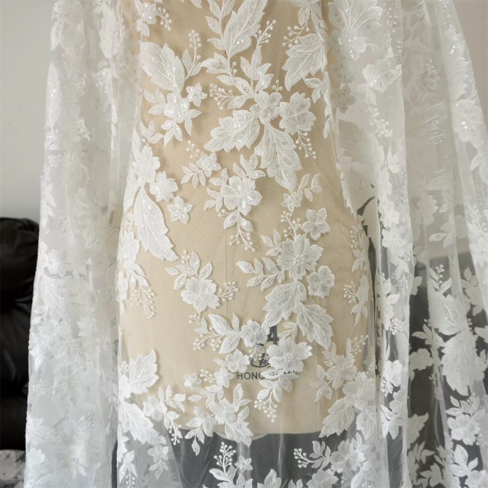 Wedding Lace Fabric - 1 Yard | JZQ029