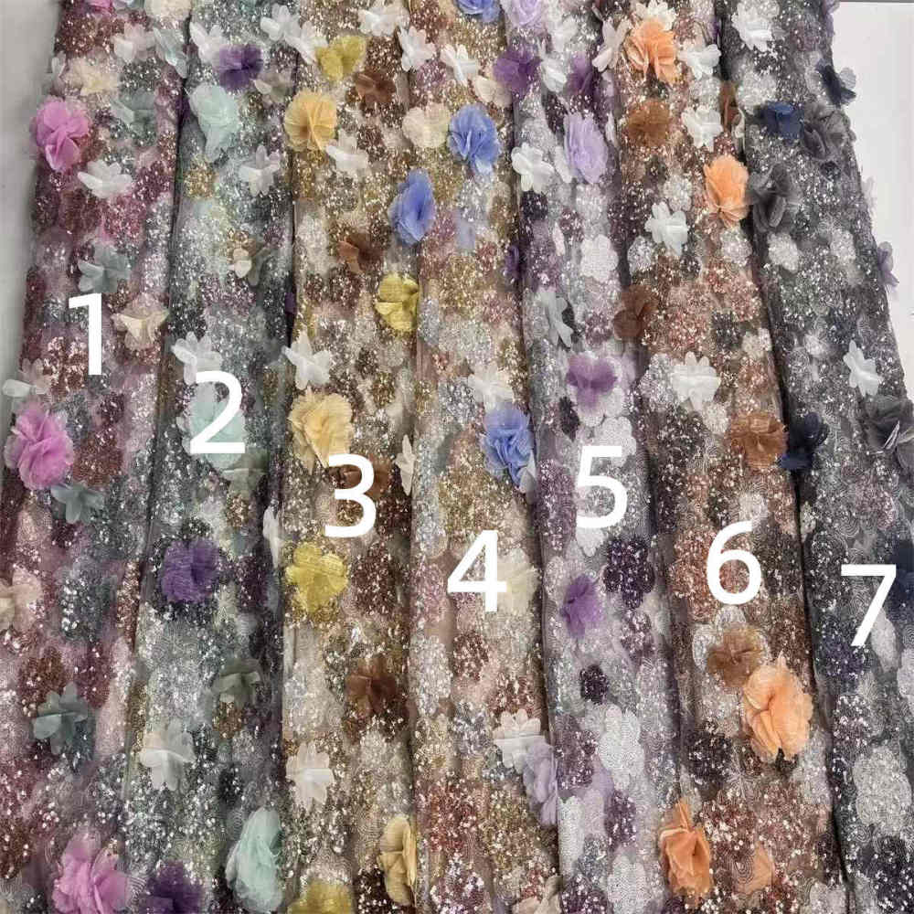 Sequin 3D Floral Fabric - 5 Yards | HY018