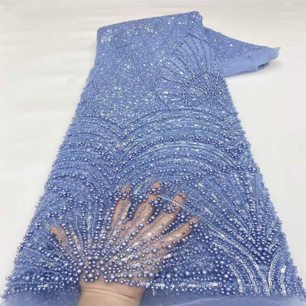 Beaded Tulle Fabric - 5 Yards - Embellished Fabric for Prom Dresses | STN JX506