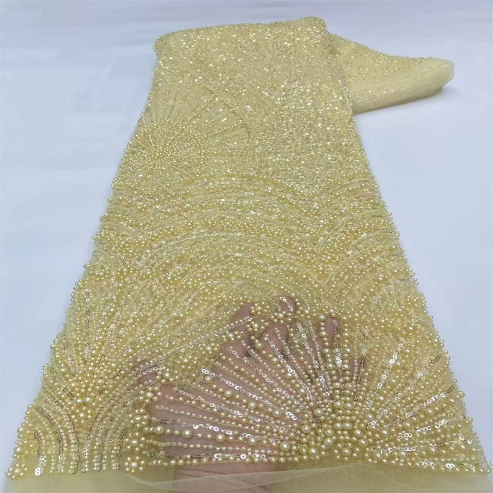 Beaded Tulle Fabric - 5 Yards - Embellished Fabric for Prom Dresses | STN JX506
