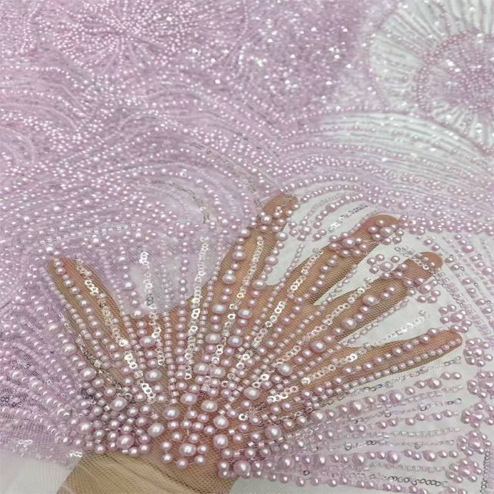 Beaded Tulle Fabric - 5 Yards - Embellished Fabric for Prom Dresses | STN JX506